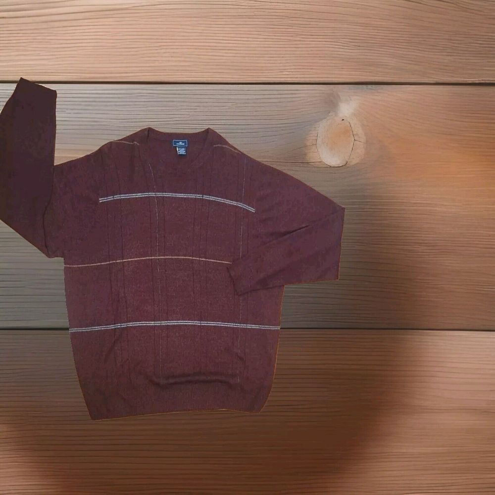 Dockers 100% Acrylic Men's Regular‎ Fit Striped Burgundy Sweater Size 2XLT